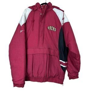 Vintage Reebok SF 49ers Retro Puffer Jacket Insulated Big Logo NFL Red M